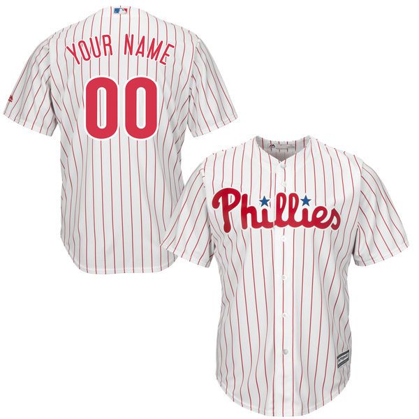 Youth Philadelphia Phillies Majestic White Home Custom Cool Base MLB Jersey